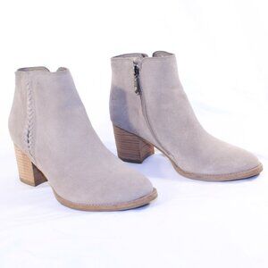 Blondo Size 9M Taupe Suede NINA Waterproof Side Zip Block Heel Ankle Boots